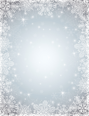 grey background with  frame of snowflakes, vector illustrationのイラスト素材