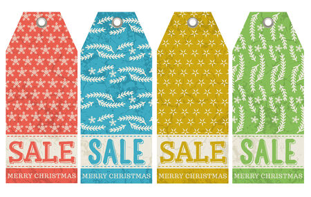 vintage christmas labels with sale offer, vector illustrationのイラスト素材