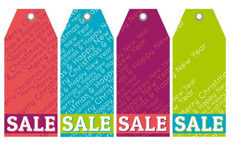 color christmas labels with sale offer, vector illustrationのイラスト素材