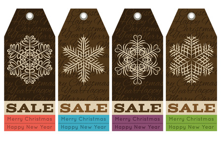 vintage christmas labels with sale offer, vector illustrationのイラスト素材