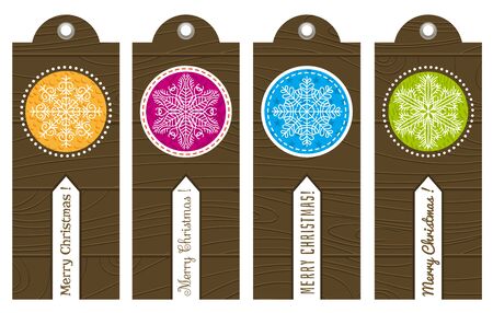 vintage christmas labels with text, vector illustrationのイラスト素材