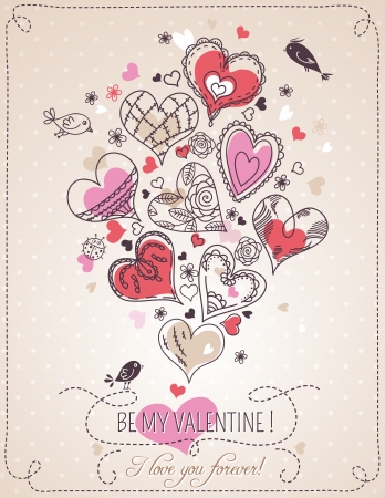 pink background with valentine heart and spring flowers,  vector illustrationのイラスト素材