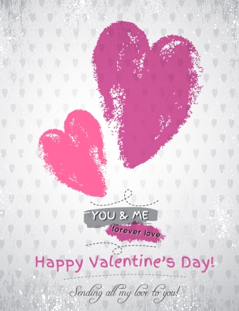 grey background with two valentine hearts and wishes text,  vector illustrationのイラスト素材