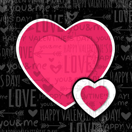 black background with  red valentine heart and wishes text,  vector illustrationのイラスト素材