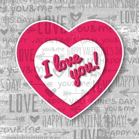 grey background with  red valentine heart and wishes text,  vector illustrationのイラスト素材