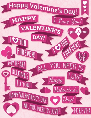 set of ribbon valentine's design, vector illustrationのイラスト素材