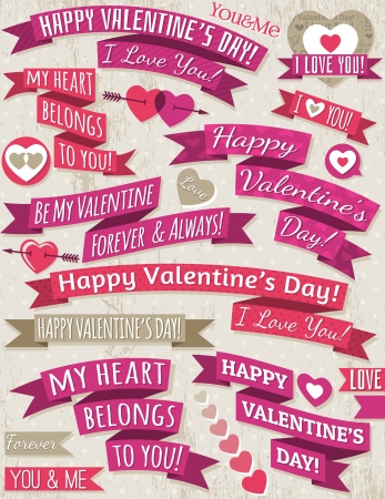 set of ribbon valentine's design, vector illustrationのイラスト素材
