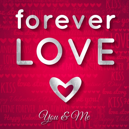 valentines day greeting card with silver text,  vector illustrationのイラスト素材