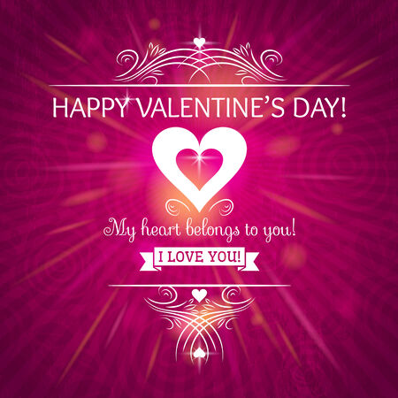 pink valentines day greeting card  with  hearts,  vector illustrationのイラスト素材