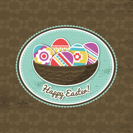 background with easter eggs and label, vectorのイラスト素材