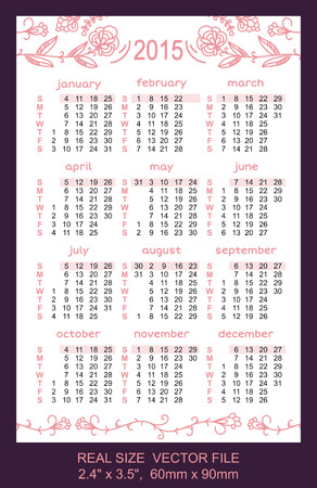 pink pocket calendar 2015 のイラスト素材