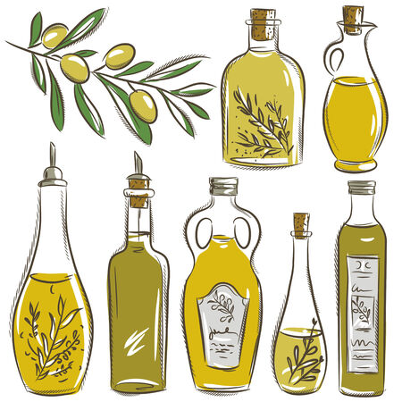 set of bottle for olive oil, のイラスト素材