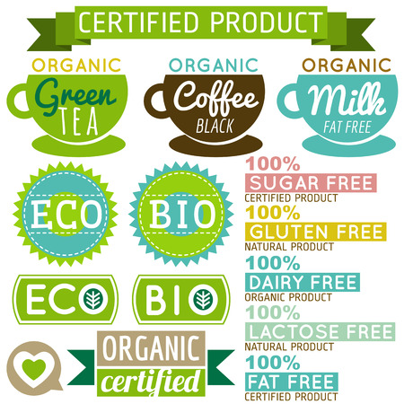 set of natural organic product labels and emblems, vectorのイラスト素材