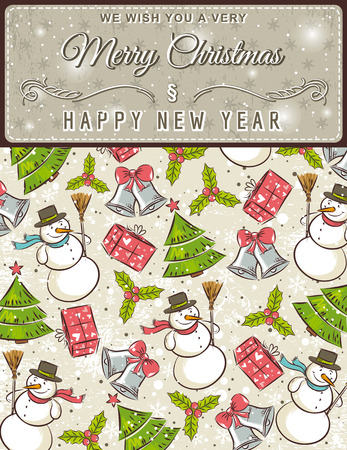 background with christmas elements and label for message,  vectorのイラスト素材