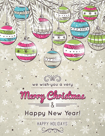 color background with christmas balls,  vector illustrationのイラスト素材