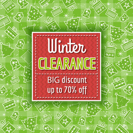 green christmas background and  sale label, vector illustrationのイラスト素材