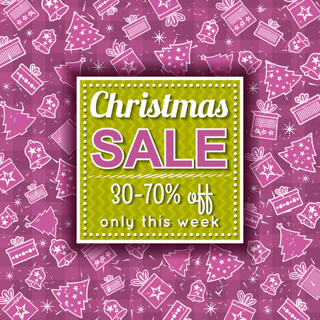christmas background and  sale offer label, vectorのイラスト素材