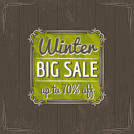 brown christmas background and  sale offer label, vectorのイラスト素材