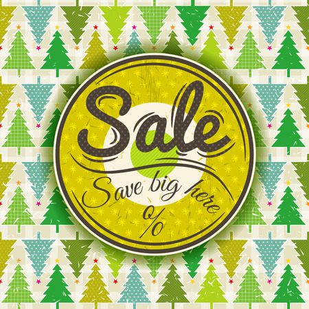 christmas background and  label with sale offer, vectorのイラスト素材