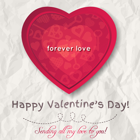 background with  red valentine heart and wishes text,  vectorのイラスト素材