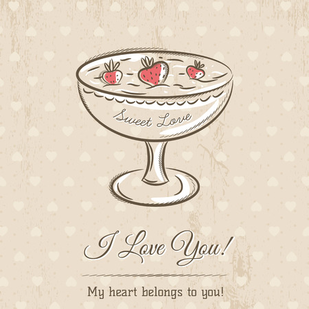 valentine card with wishes text,  vector illustrationのイラスト素材