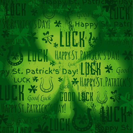 grunge green background for Patricks day with shamrock, vector illustrationのイラスト素材