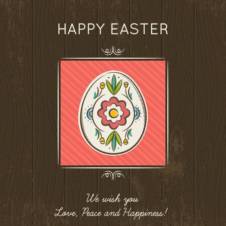 Hand painted easter egg in the red square. のイラスト素材