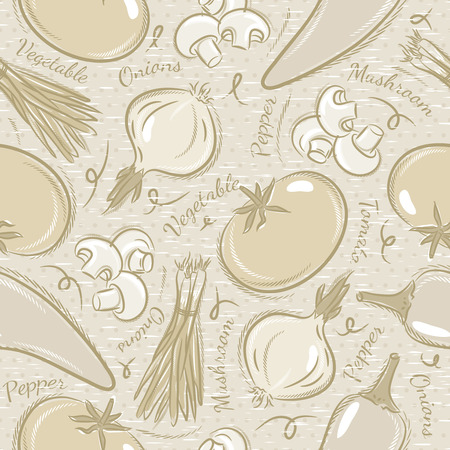 Background with  tomato, onions,  pepper.
Ideal for printing onto fabric and paper or scrap booking.のイラスト素材