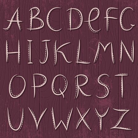 Decorative alphabet on wooden backgroundのイラスト素材