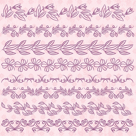 Set of Lace Paper with flower over pink backgroundのイラスト素材