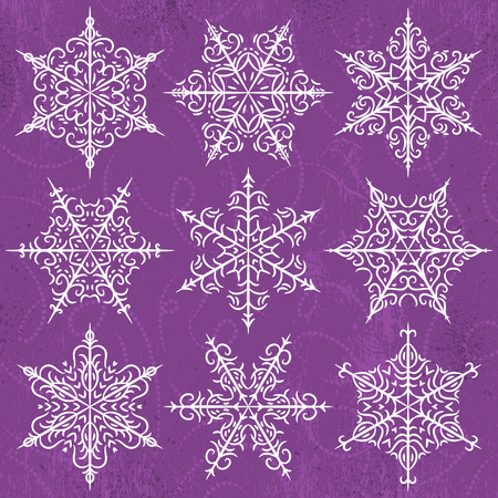 Purple  background with snowflakes, vector illustrationのイラスト素材