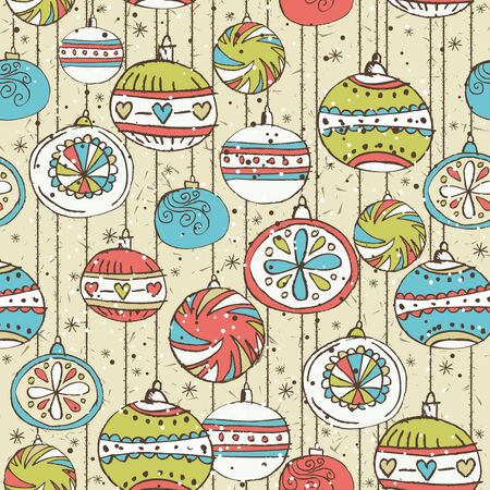 Grunge background with christmas ballsのイラスト素材