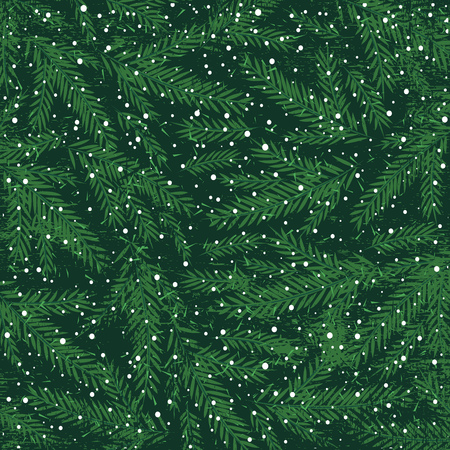 christmas background with green alder twigs and snowflakesのイラスト素材