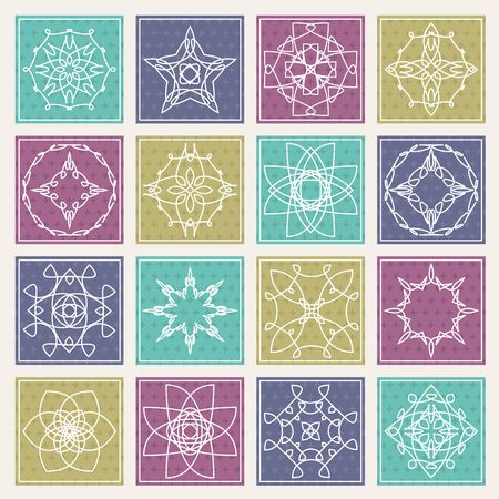 Set of floral monogram design. Line art elements. Vector illustrationのイラスト素材