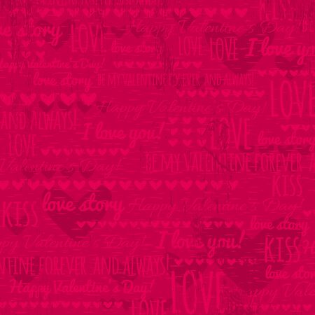 red background with  valentine hearts,  vector illustrationのイラスト素材