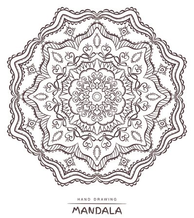 Mandala for coloring.  Deco Mandala,Ethnic decorative elements. Patterned Design Element,Coloring book. illustration.のイラスト素材