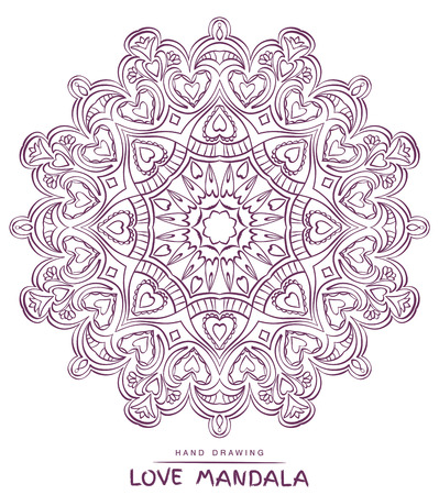 Vector mandala for coloring with valentines decorative elements. 
Patterned Design Element, Coloring book.のイラスト素材