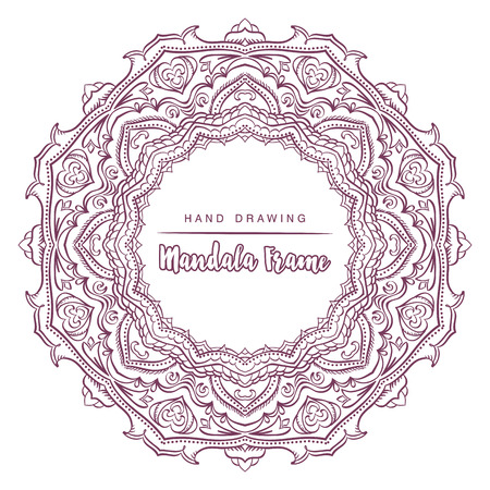 Vector mandala for coloring with floral decorative elements. Patterned Design Element, Coloring 
book. Vector illustration.のイラスト素材