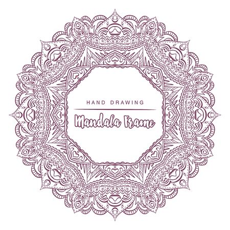 Vector mandala for coloring with floral decorative elements. Patterned Design Element, Coloring book. Vector illustration.のイラスト素材