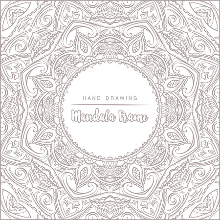 Vector mandala for coloring with floral decorative elements. Patterned Design Element, Coloring book. Vector illustration.のイラスト素材