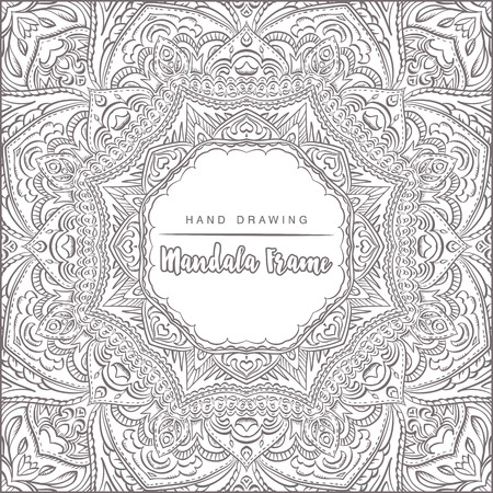 Vector mandala for coloring with floral decorative elements. Patterned Design Element, Coloring book. Vector illustration.のイラスト素材