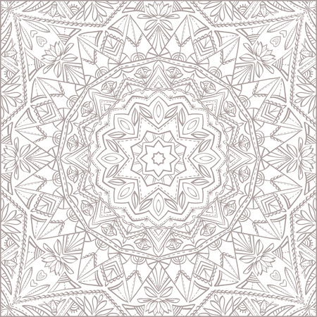 Vector mandala for coloring with floral decorative elements. Patterned Design Element, Coloring book. Vector illustration.のイラスト素材