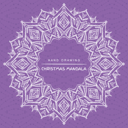 Vector mandala  with christmas decorative elements. Patterned Design Element, Coloring book. Vector illustration.のイラスト素材