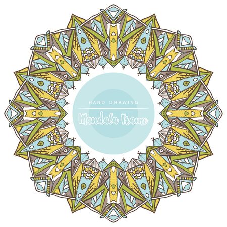 Vector mandala for coloring with floral decorative elements. Patterned Design Element, Coloring book. Vector illustration.のイラスト素材