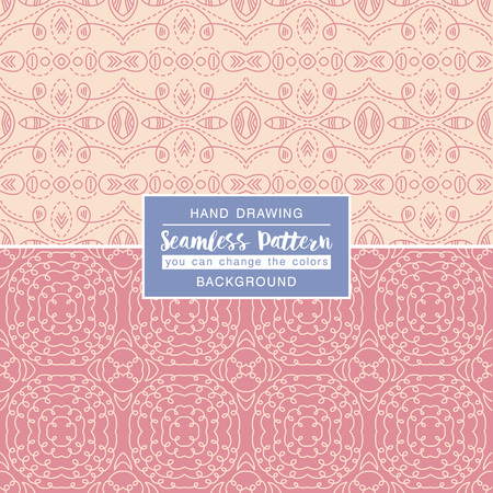 Pink backgrounds with seamless patterns. Ideal for printing onto 
fabric and paper or scrap booking. Vector illustrationのイラスト素材