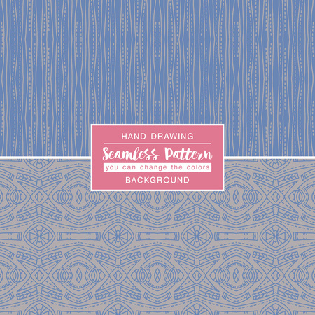Grey backgrounds with seamless patterns. Ideal for printing onto fabric and paper or scrap booking. Vector illustrationのイラスト素材