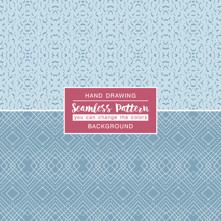 Blue backgrounds with seamless patterns. Ideal for printing onto fabric and paper or scrap booking. Vector illustrationのイラスト素材