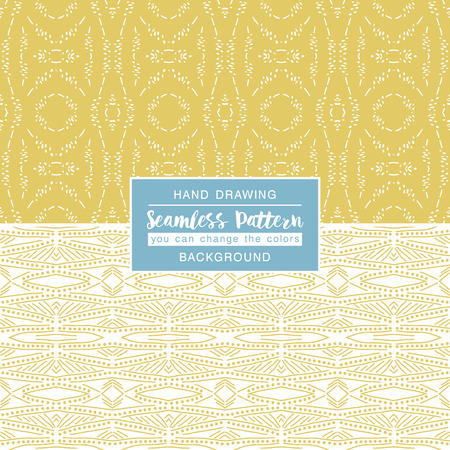 Yellow backgrounds with seamless patterns. Ideal for printing onto fabric and paper or scrap booking. Vector illustrationのイラスト素材