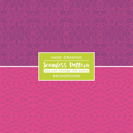 Pink backgrounds with seamless patterns. Ideal for printing onto fabric and paper or scrap booking. Vector illustrationのイラスト素材