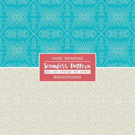 Blue backgrounds with seamless patterns. Ideal for printing onto fabric and paper or scrap booking. Vector illustrationのイラスト素材